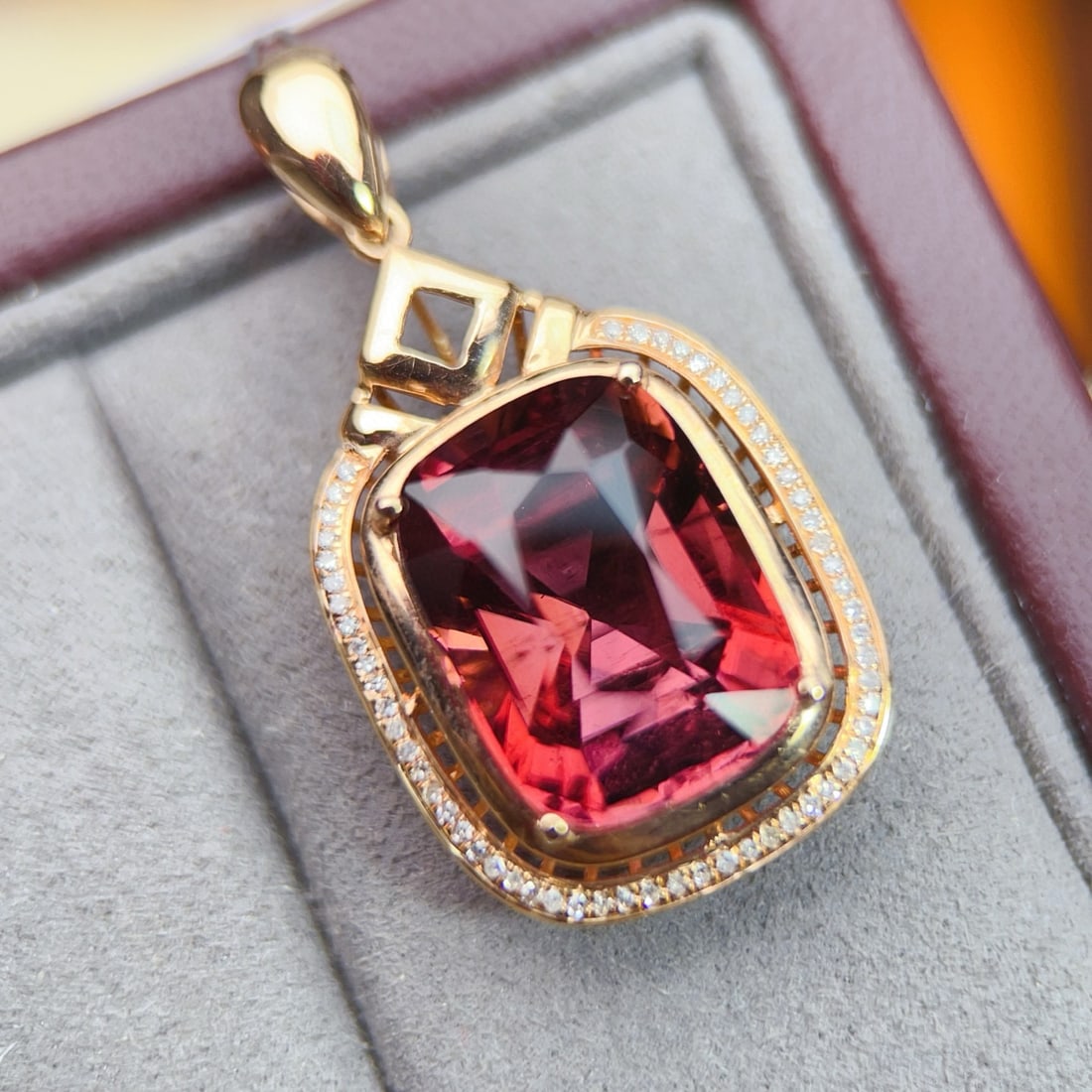 14k Gold 11.68 Ctw Natural Tourmaline & Diamond Pendant( Without Chain ) - 6
