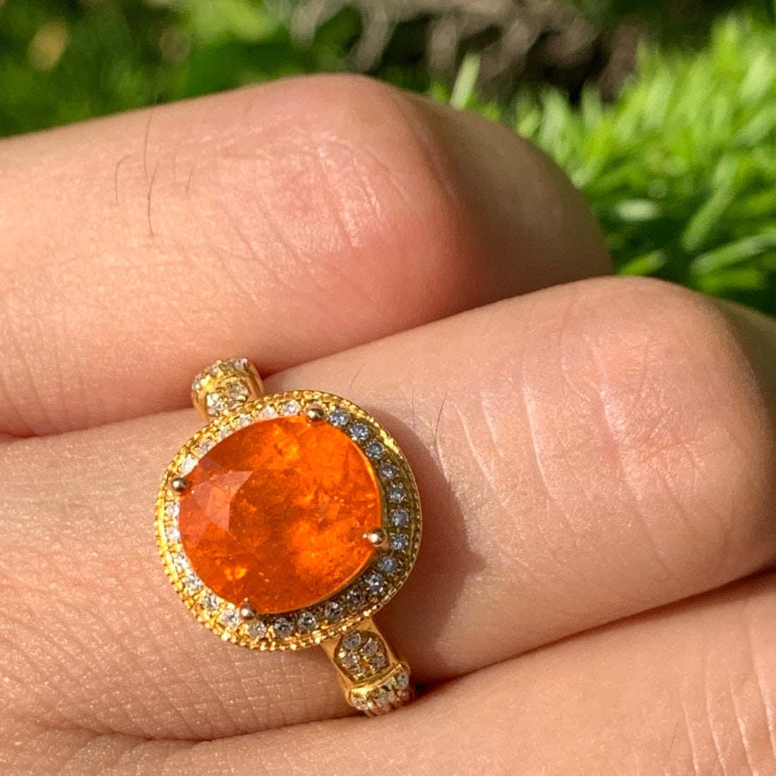14k Gold 5.35 Ct Natural Spessartine & Diamond Ring - 2