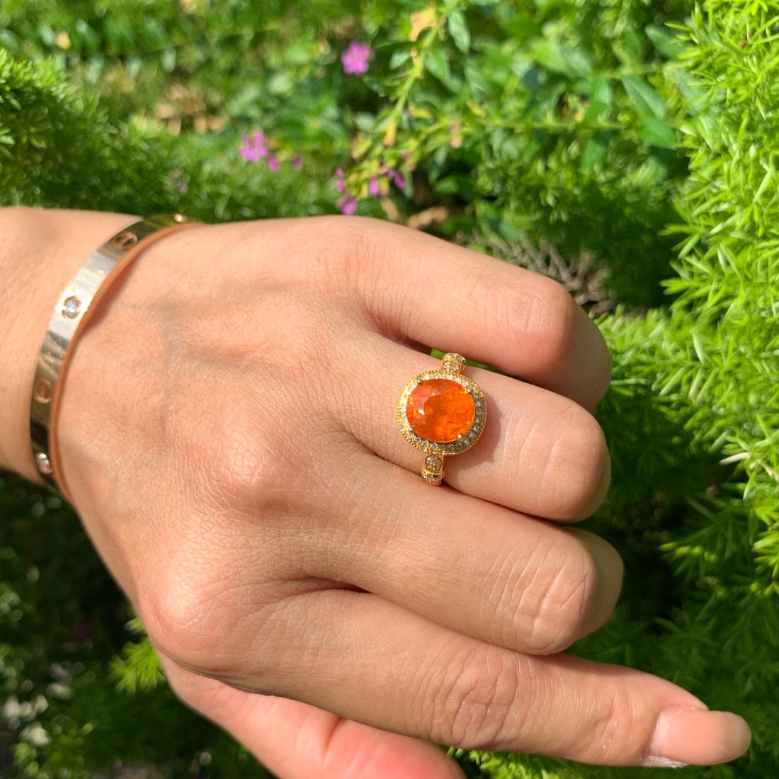 14k Gold 5.35 Ct Natural Spessartine & Diamond Ring - 3