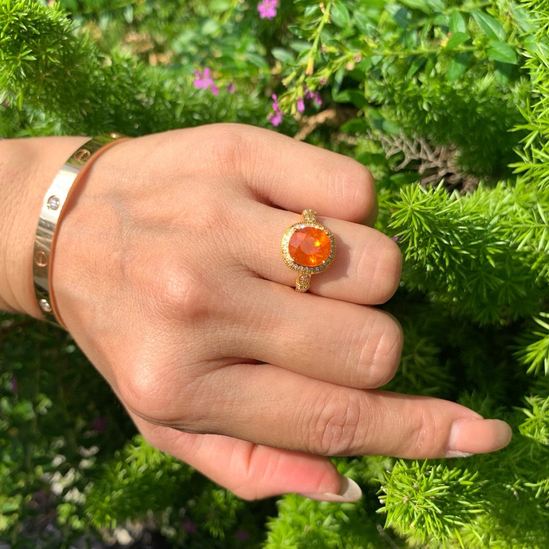14k Gold 5.35 Ct Natural Spessartine & Diamond Ring - 4