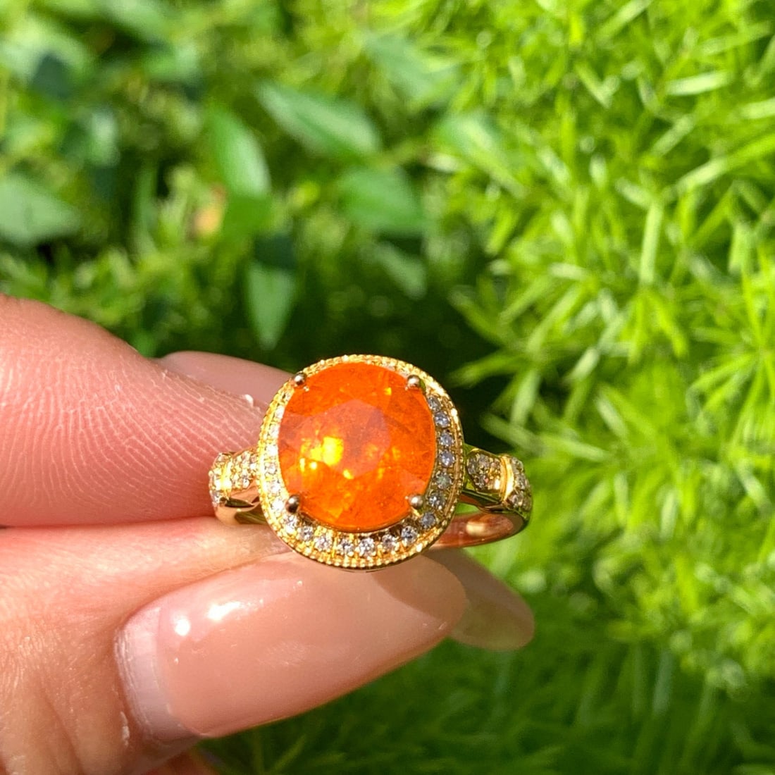 14k Gold 5.35 Ct Natural Spessartine & Diamond Ring - 5