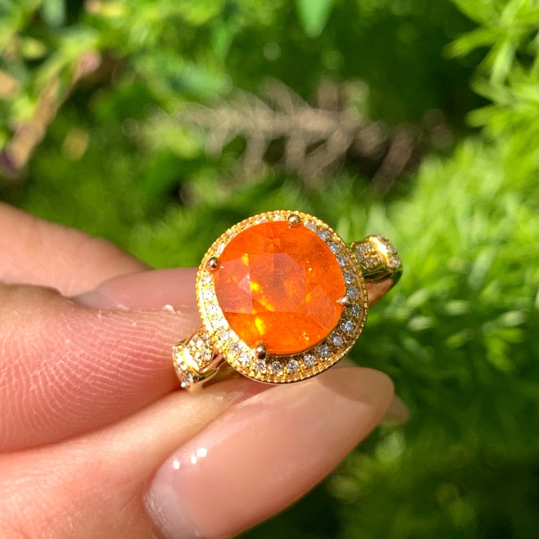 14k Gold 5.35 Ct Natural Spessartine & Diamond Ring - 6