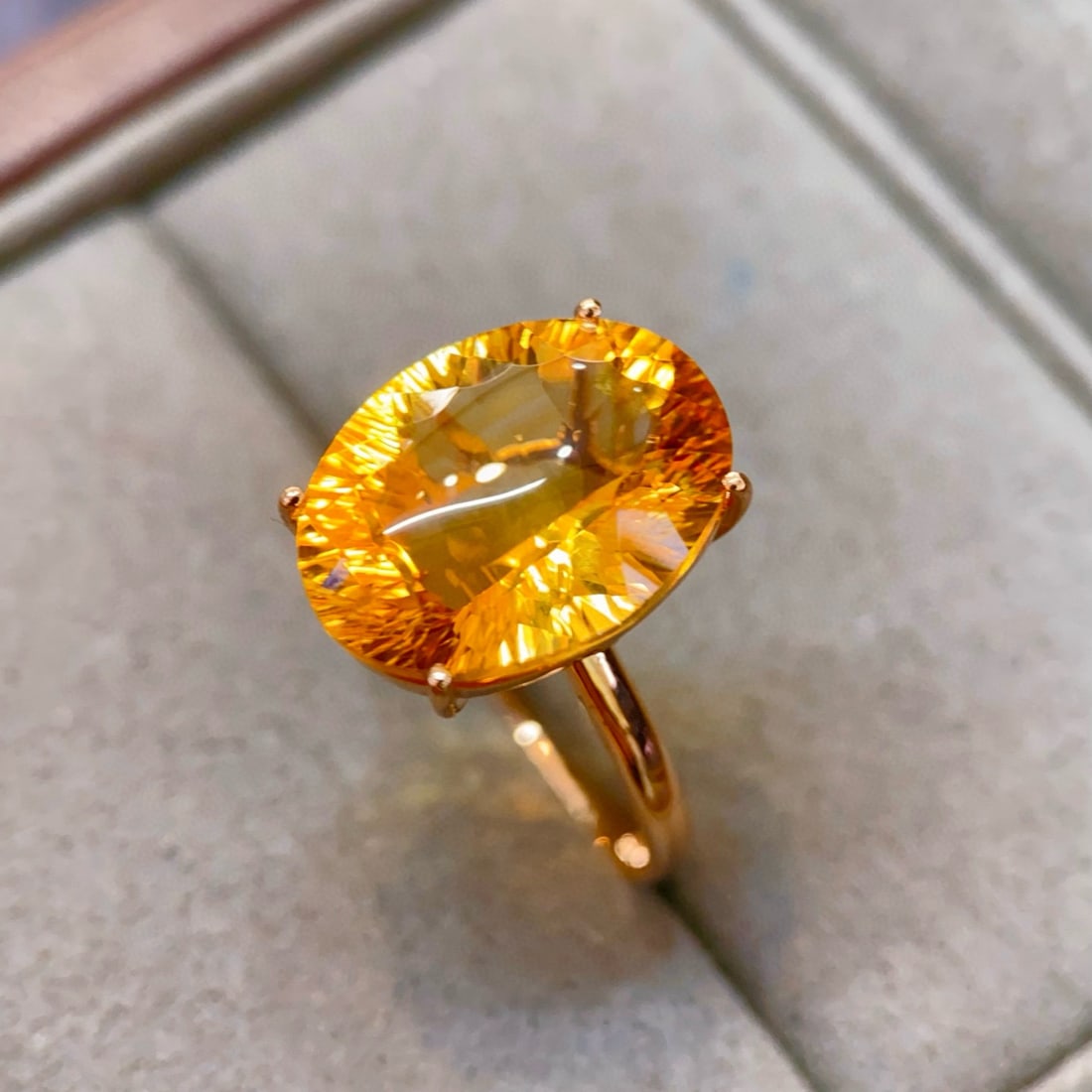 14k Gold 8.8 Ct Natural Citrine Ring - 4