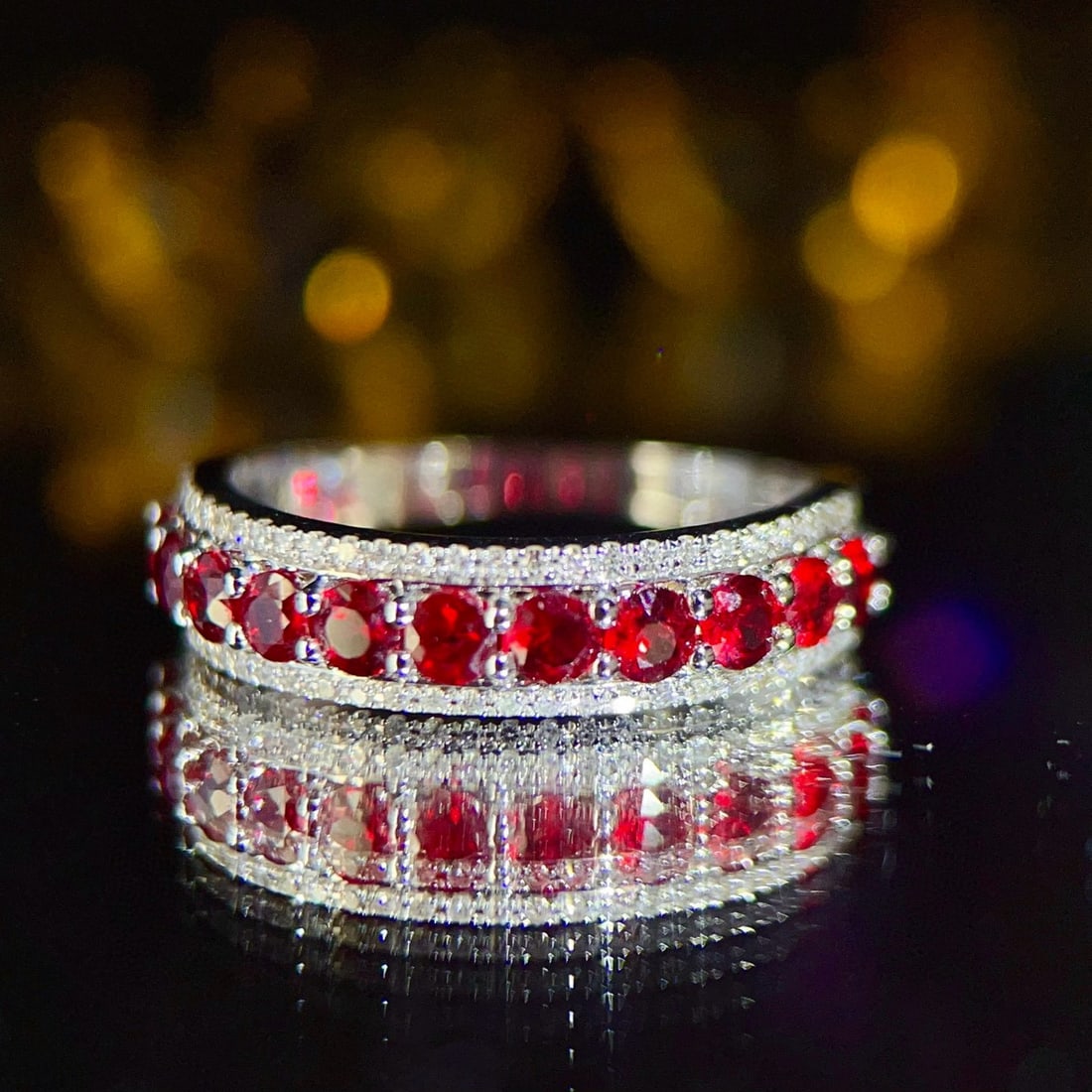 14k Gold 1.2 Ct Natural Ruby & Diamond Ring: Ref:231061151 // gold content:14k gold // ring size:7. 25us // // main gemstone:ruby // shape:round // carat weight:1. 2ct // color:red // treatment:natural // cut grade:g // // adjacent gemstone 2 :