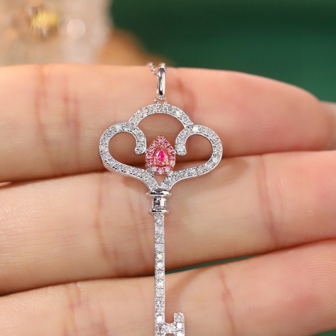 14k Gold 0.6 Ctw Natural Pink Diamond & Diamond Necklace - 5