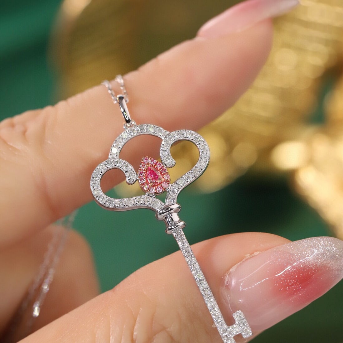 14k Gold 0.6 Ctw Natural Pink Diamond & Diamond Necklace - 6