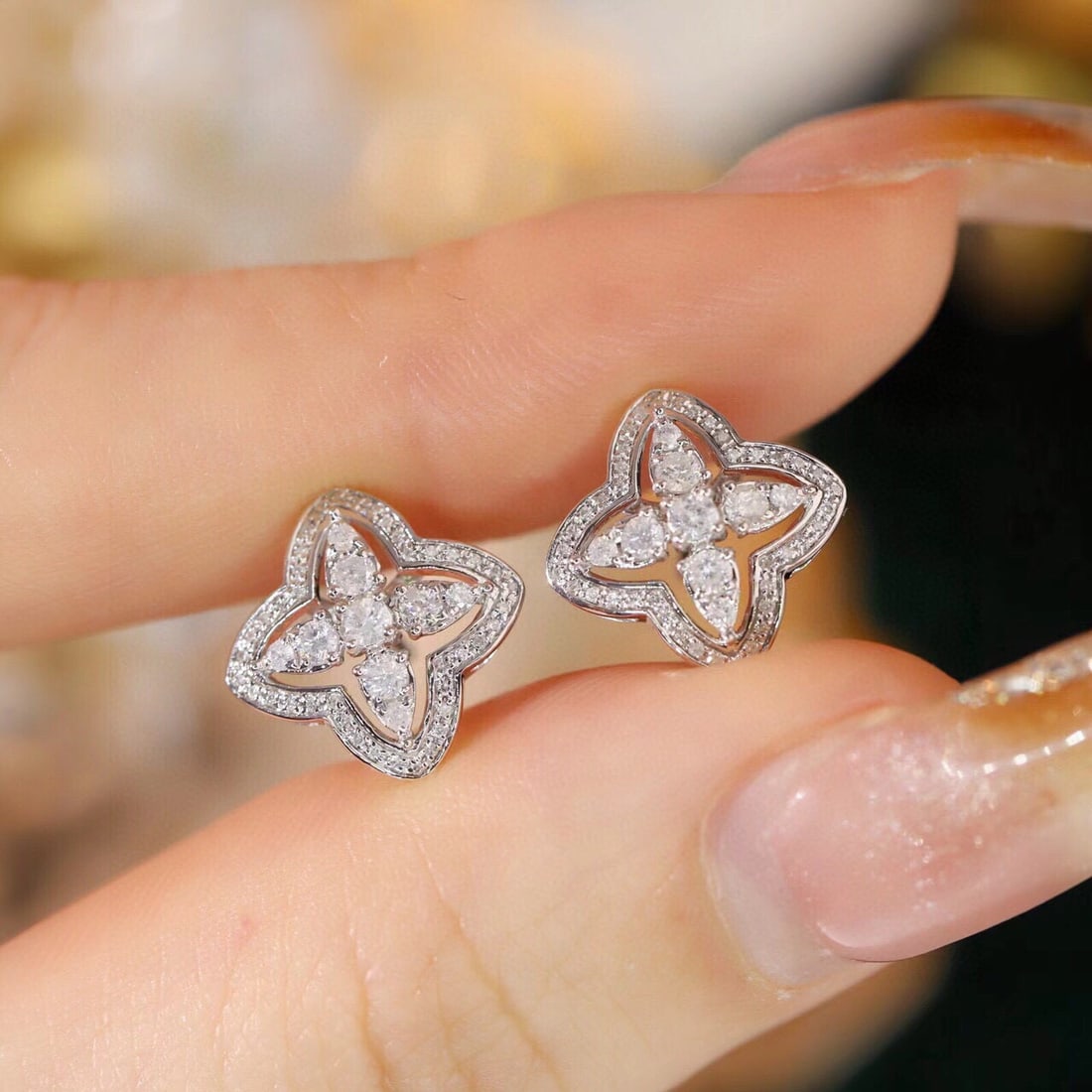 14k Gold 0.42 Ct Natural H Diamond Earrings - 6