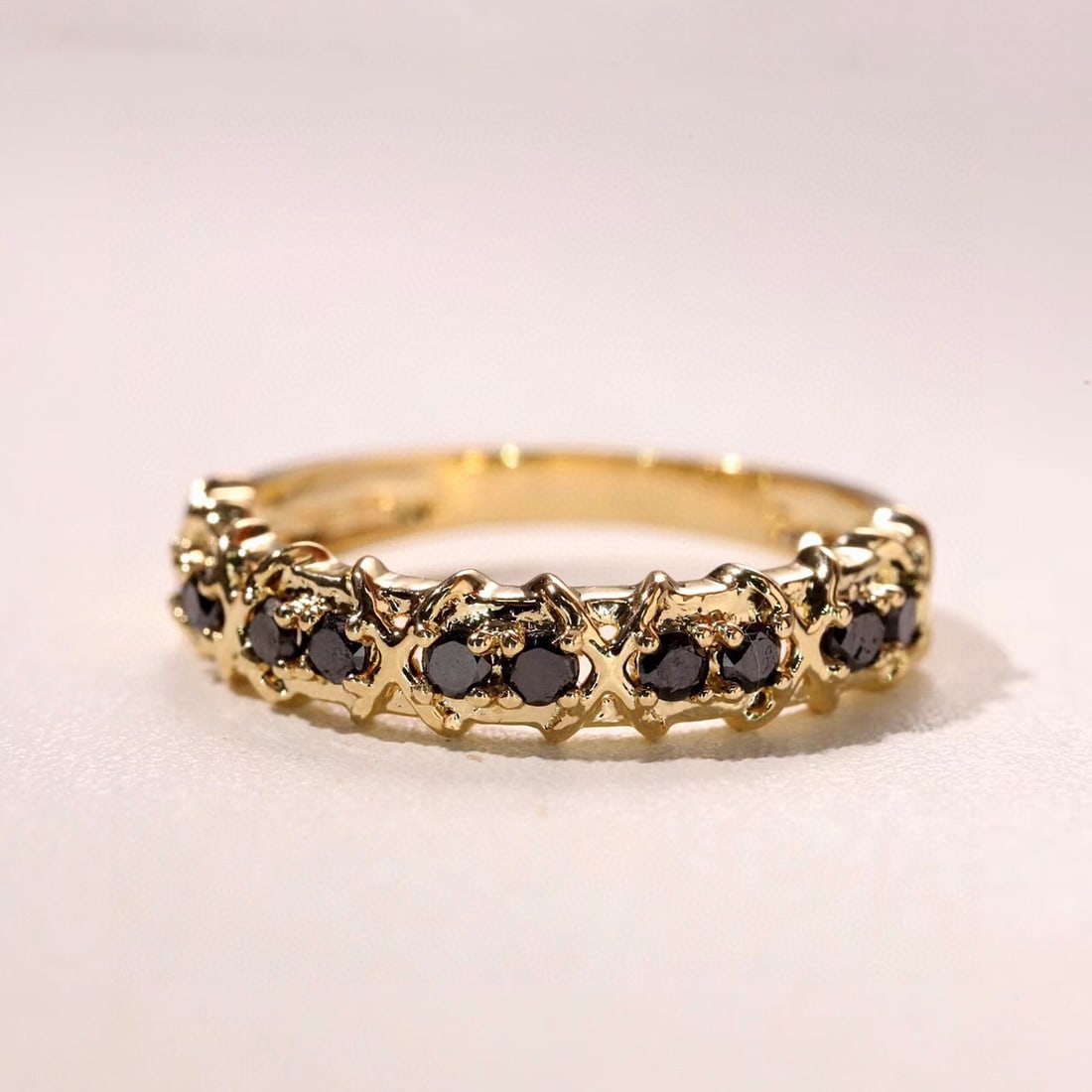 14k Gold 0.4 Ct Natural Black Diamond Ring - 3
