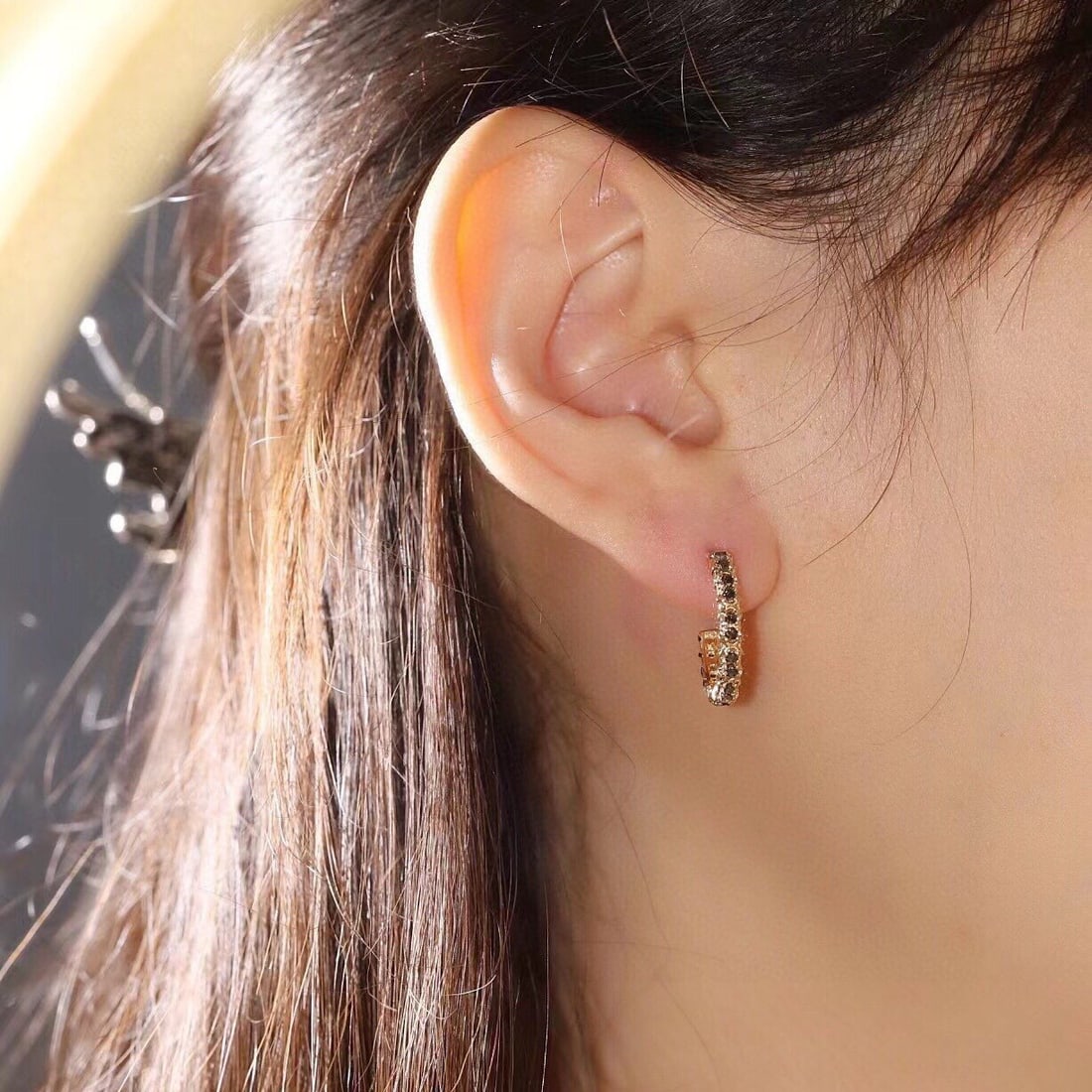 14k Gold 0.66 Ct Natural Black Diamond Earrings - 6