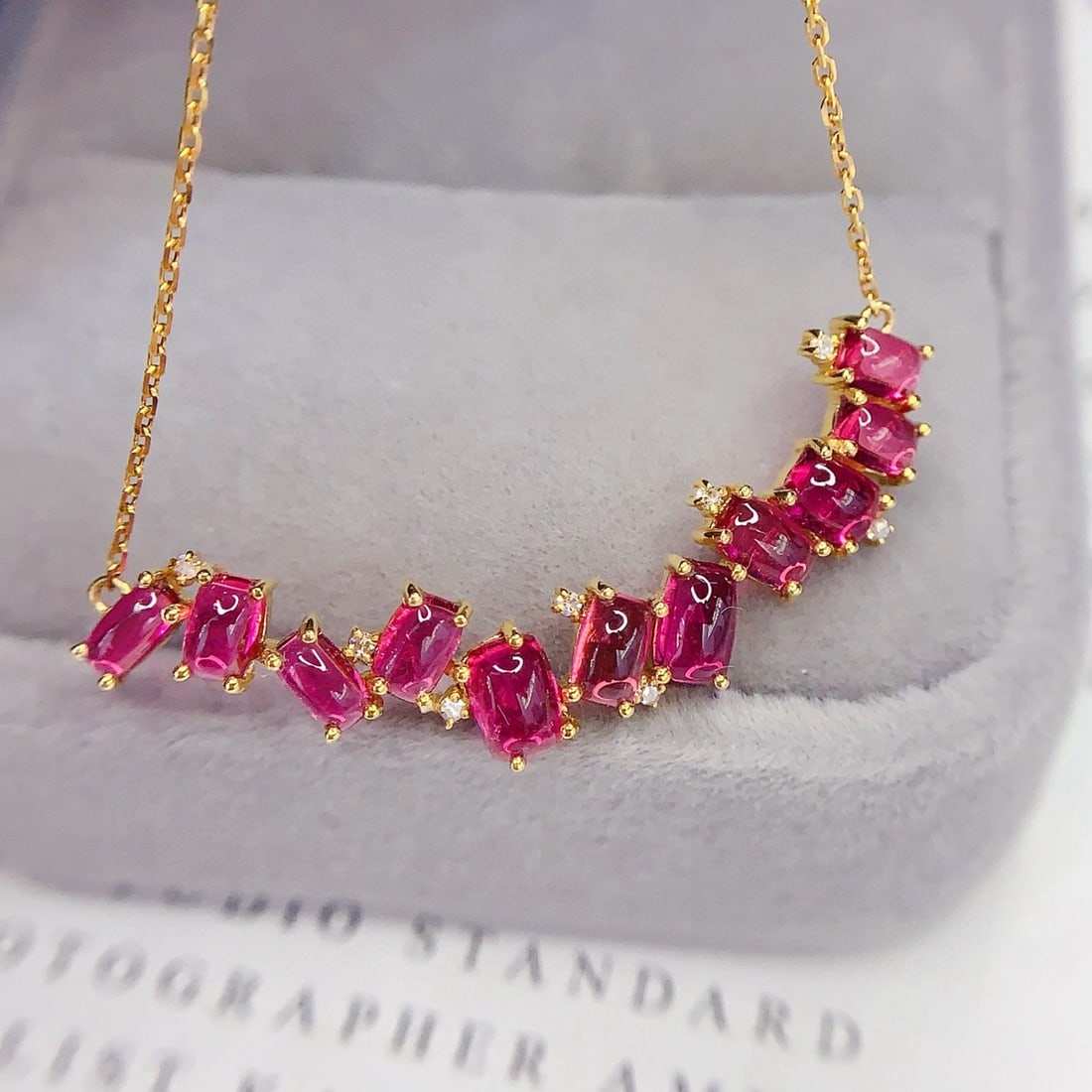 14k Gold 3 Ct Natural Tourmaline & Diamond Necklace - 2