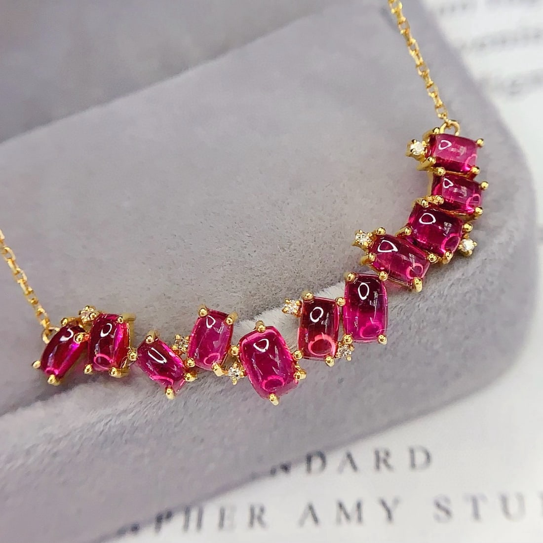 14k Gold 3 Ct Natural Tourmaline & Diamond Necklace - 5