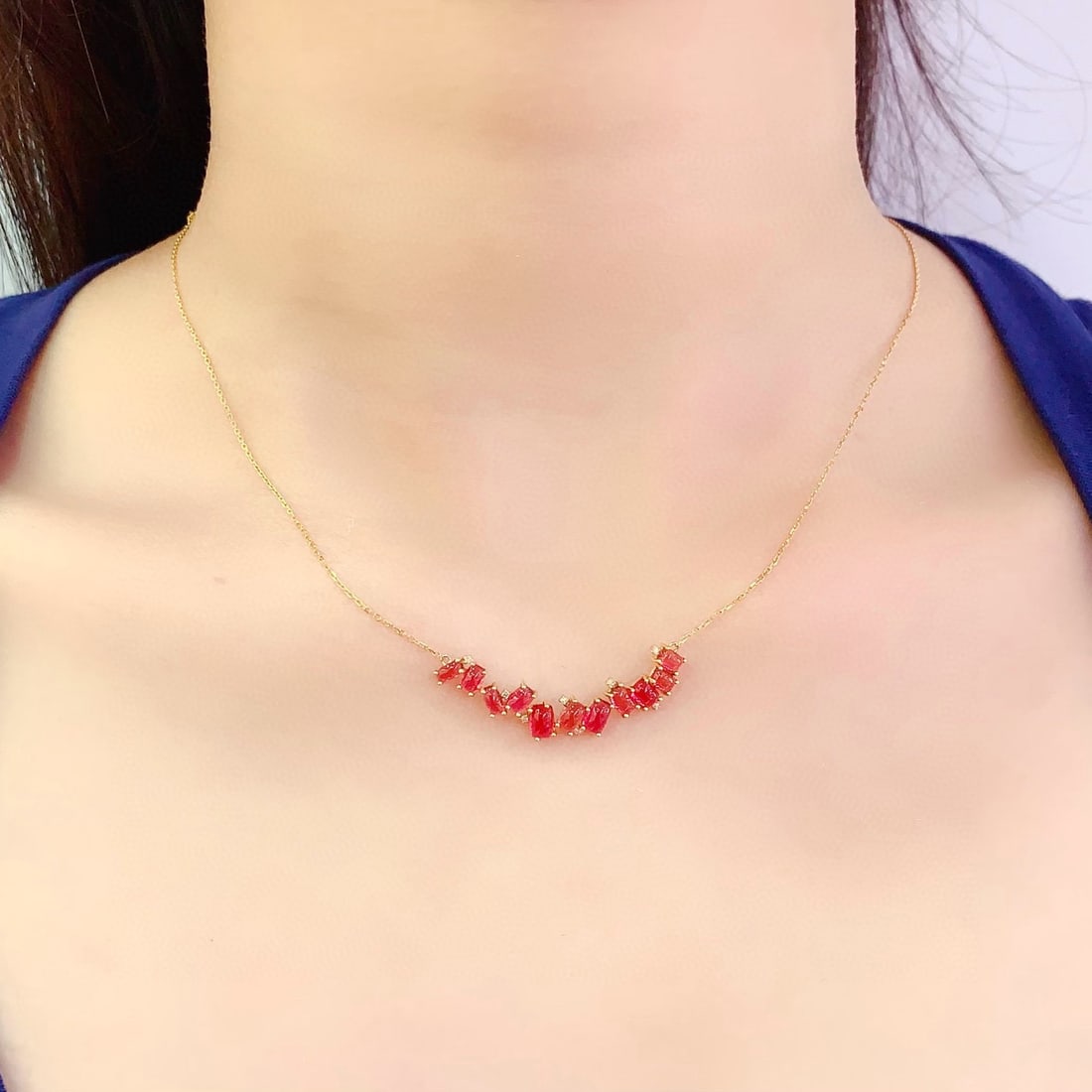 14k Gold 3 Ct Natural Tourmaline & Diamond Necklace - 6