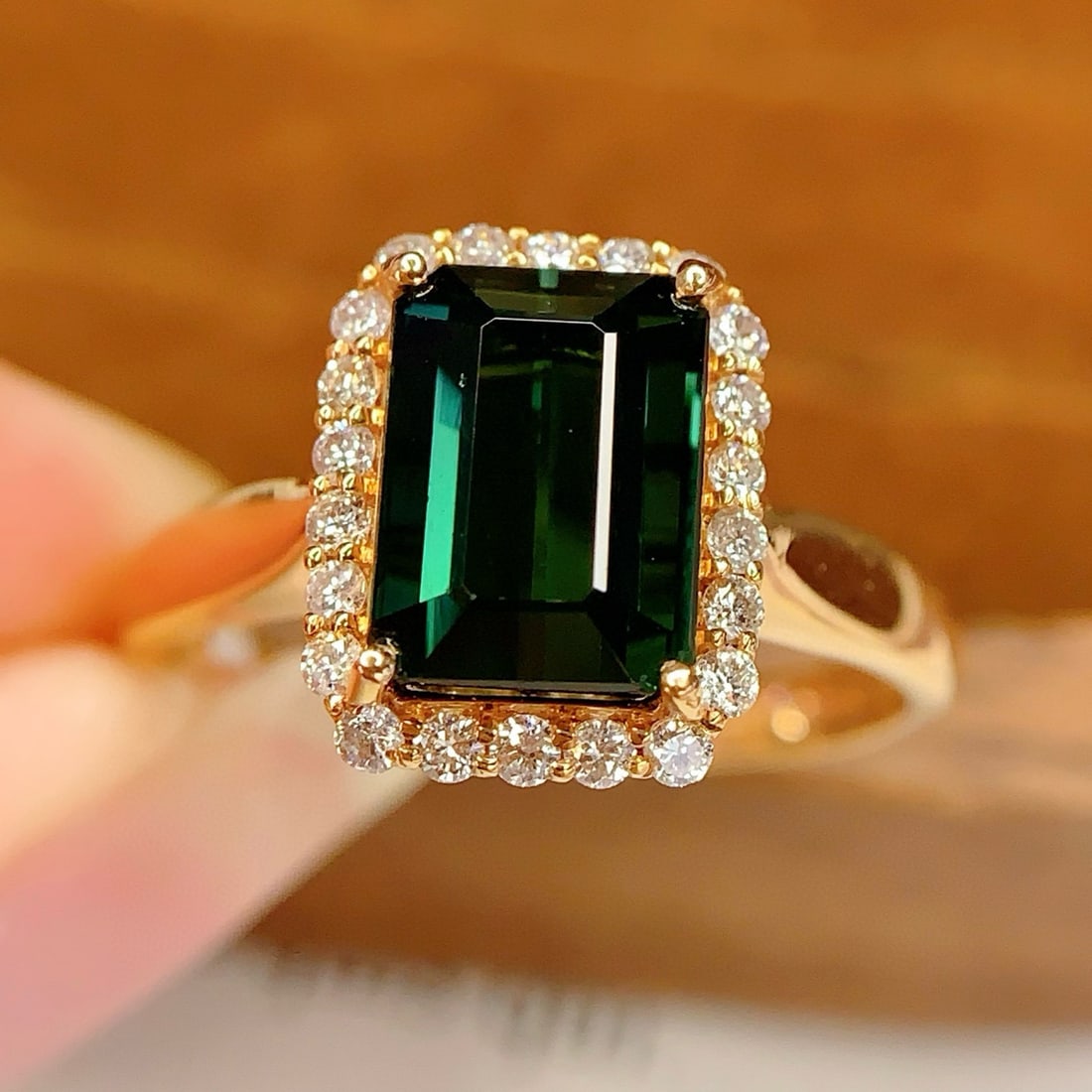 14k Gold 2.85 Ct Natural Tourmaline & Diamond Ring - 3