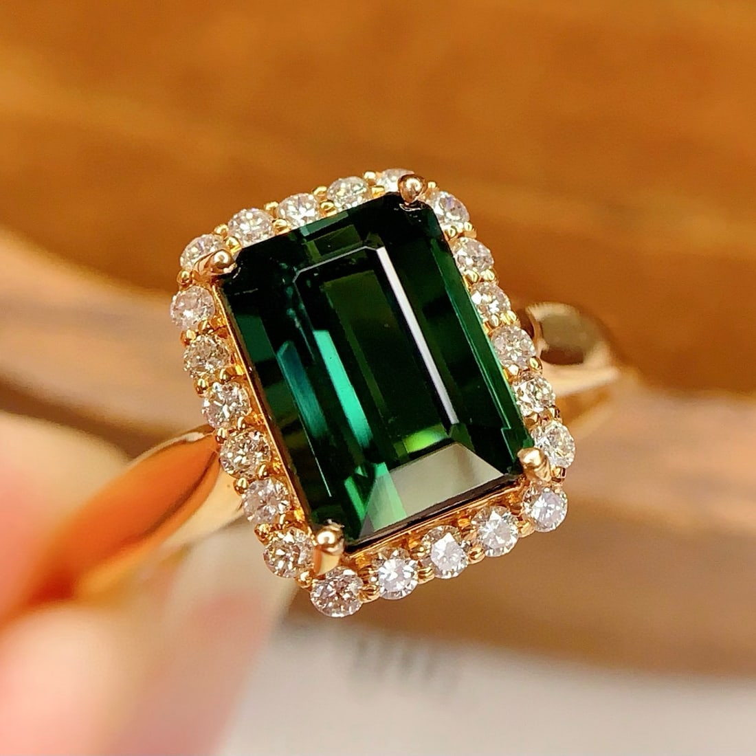 14k Gold 2.85 Ct Natural Tourmaline & Diamond Ring - 4