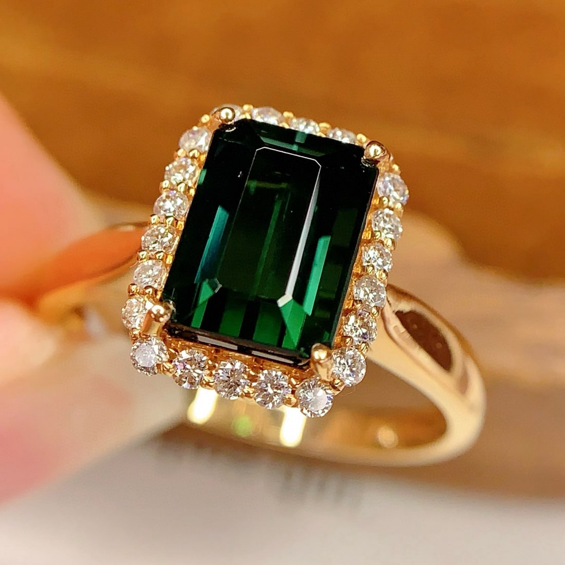 14k Gold 2.85 Ct Natural Tourmaline & Diamond Ring - 5