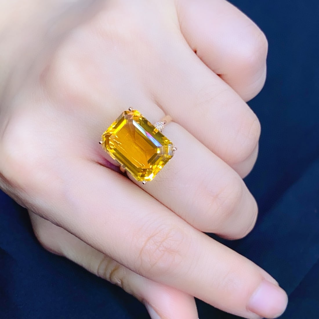 14k Gold 10.42 Ctw Natural Citrine & Diamond Ring - 4