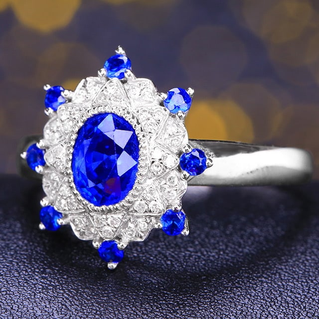 14k Gold 1.41 Ctw Natural Sapphire & Diamond Ring - 2