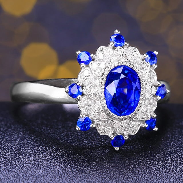 14k Gold 1.41 Ctw Natural Sapphire & Diamond Ring - 3
