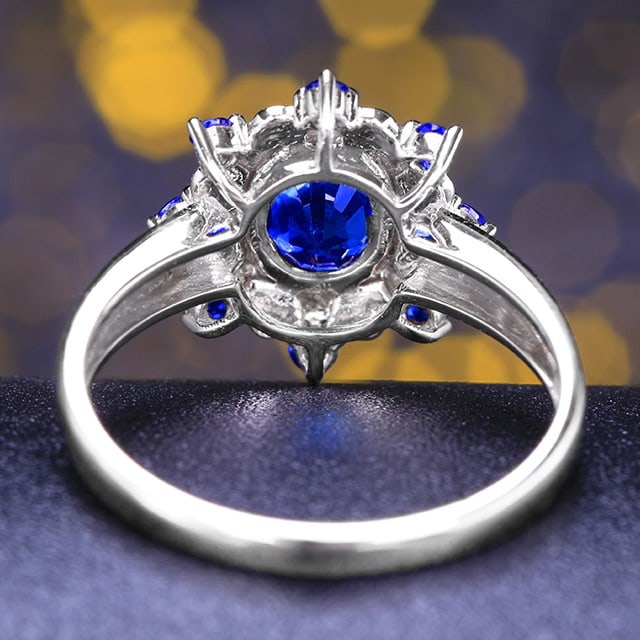 14k Gold 1.41 Ctw Natural Sapphire & Diamond Ring - 4