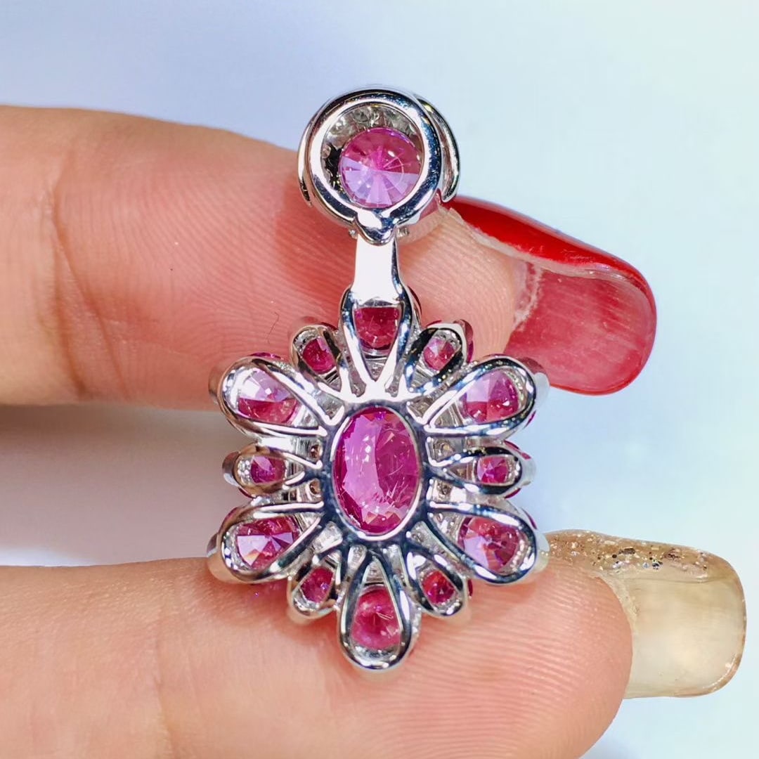14k Gold 1.51 Ctw Natural Padparadscha Sapphire & Diamond Pendant( Without Chain ) - 2