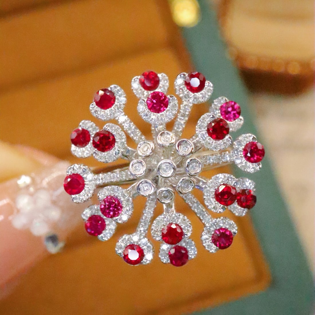 14k Gold 1.81 Ctw Natural Ruby & Diamond Ring: Ref:231061198 // gold content:14k gold // ring size:7. 25us // // main gemstone:ruby // shape:round // carat weight:1. 25ct // color:red // treatment:natural // cut grade:g // // adjacent gemstone 2