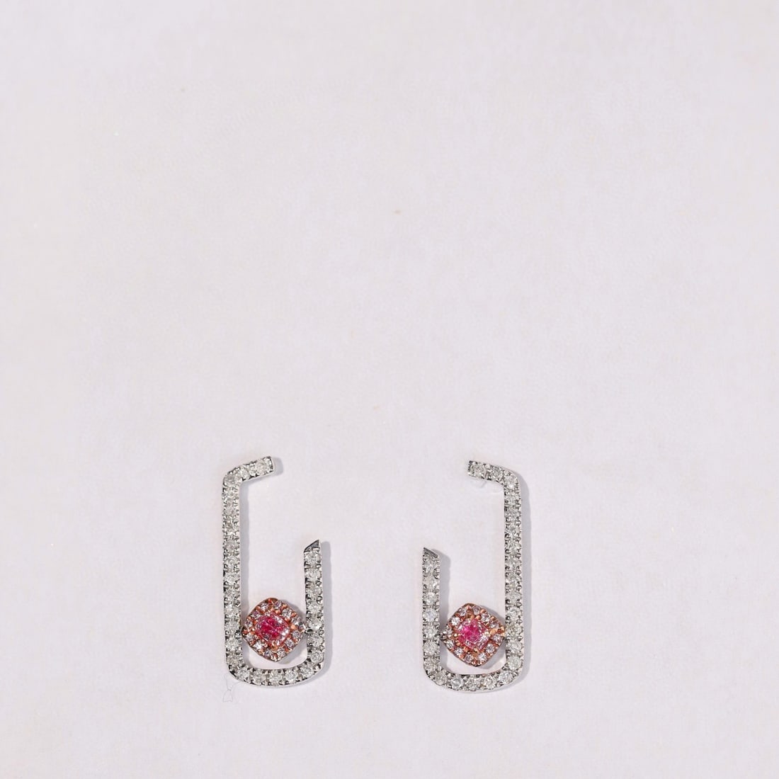 14k Gold 0.48 Ctw Natural Pink Diamond & Diamond Earrings - 4