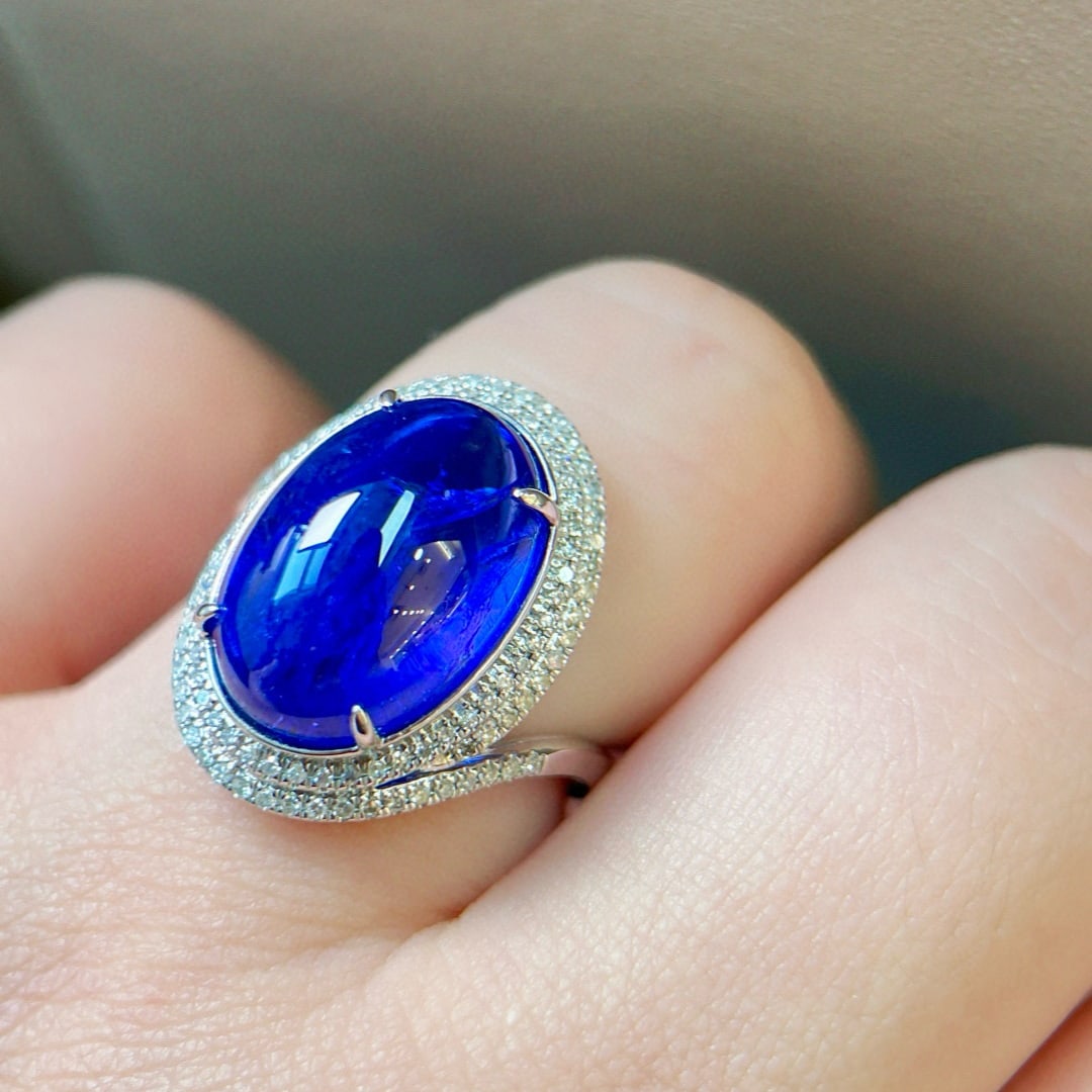 14k Gold 11.78 Ctw Natural Tanzanite & Diamond Ring - 2