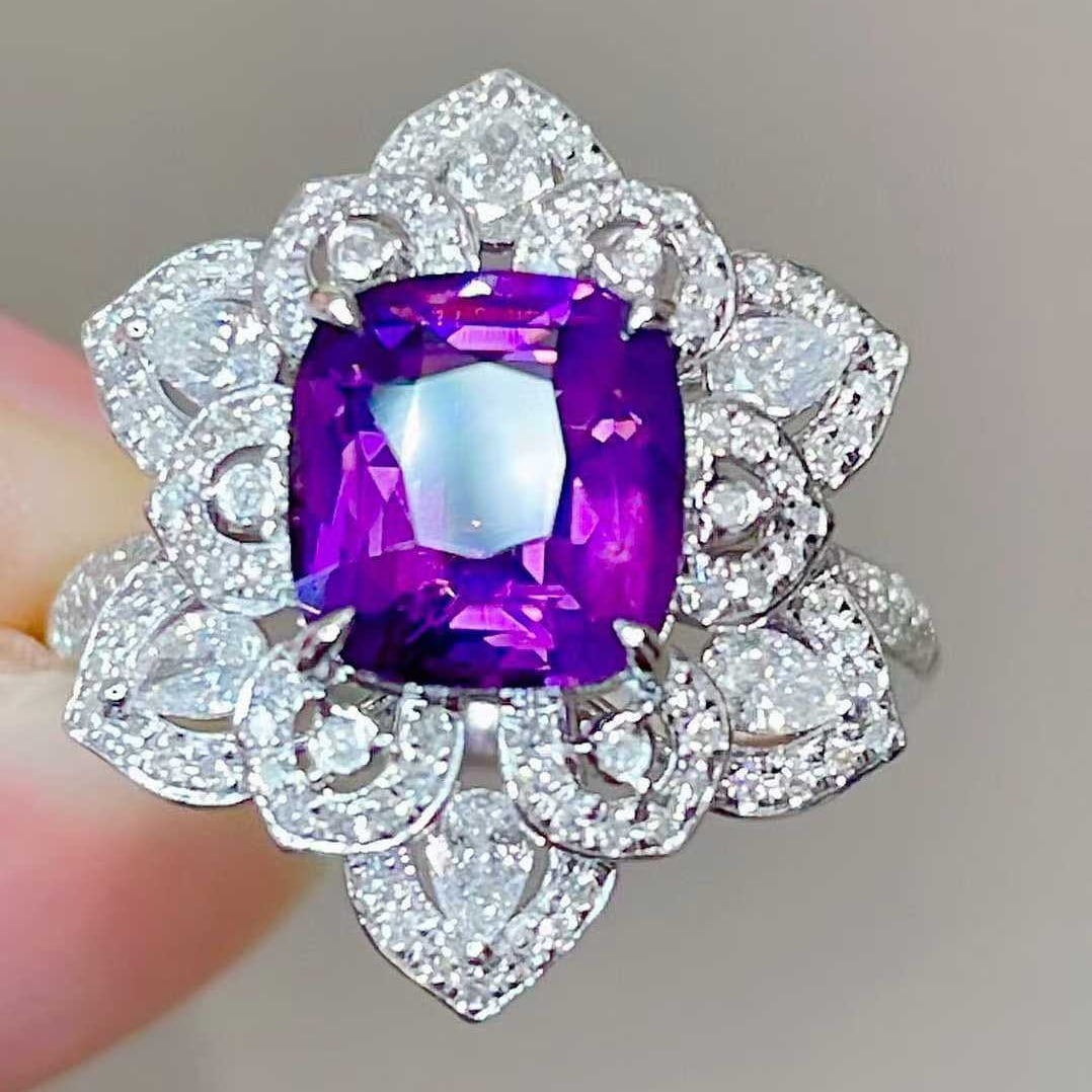 14k Gold 3.2 Ctw Natural Spinel & Diamond Ring - 3