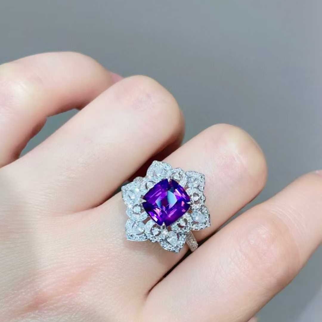 14k Gold 3.2 Ctw Natural Spinel & Diamond Ring - 6