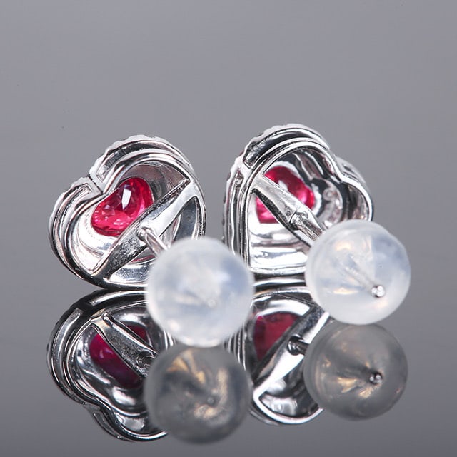 14k Gold 1.23 Ctw Natural Ruby & Diamond Earrings - 4