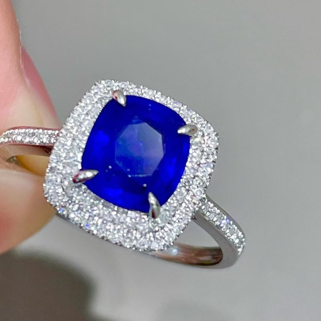 14k Gold 1.55 Ct Natural Sapphire & Diamond Ring - 2
