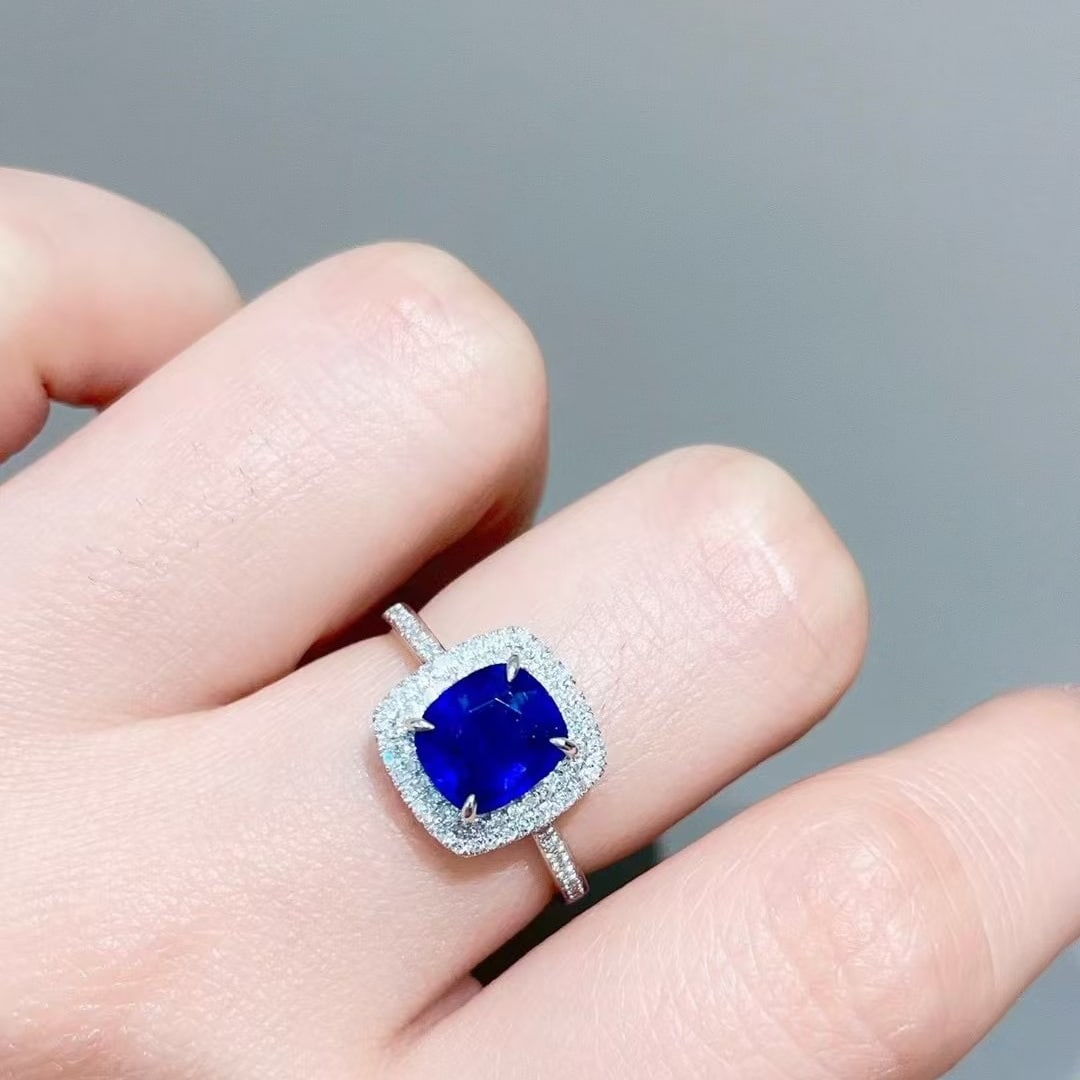 14k Gold 1.55 Ct Natural Sapphire & Diamond Ring - 3