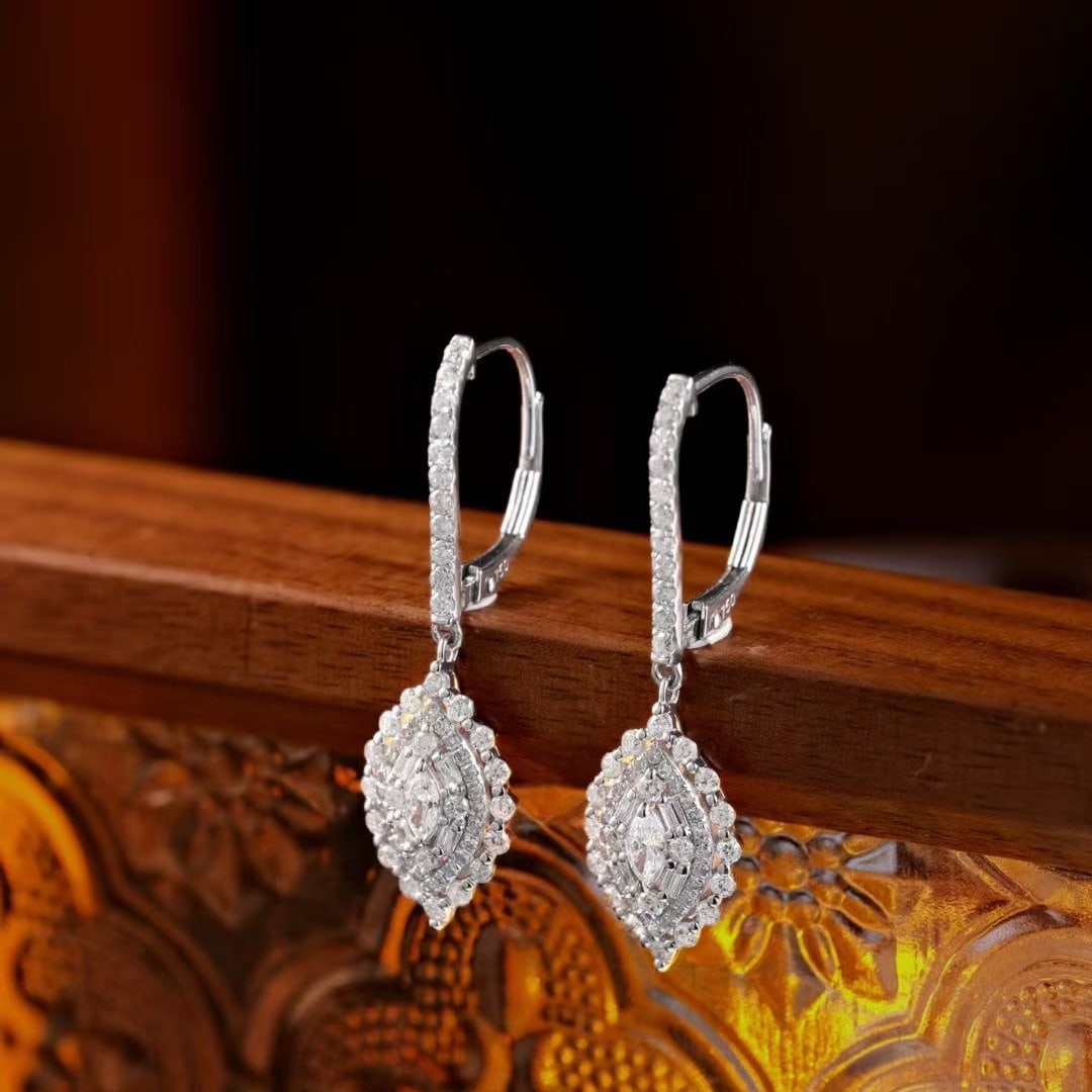14k Gold 1.28 Ct Natural H Diamond Earrings - 2