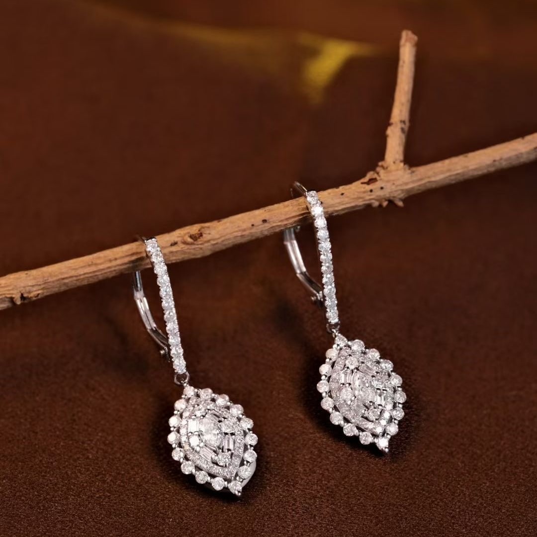 14k Gold 1.28 Ct Natural H Diamond Earrings - 6
