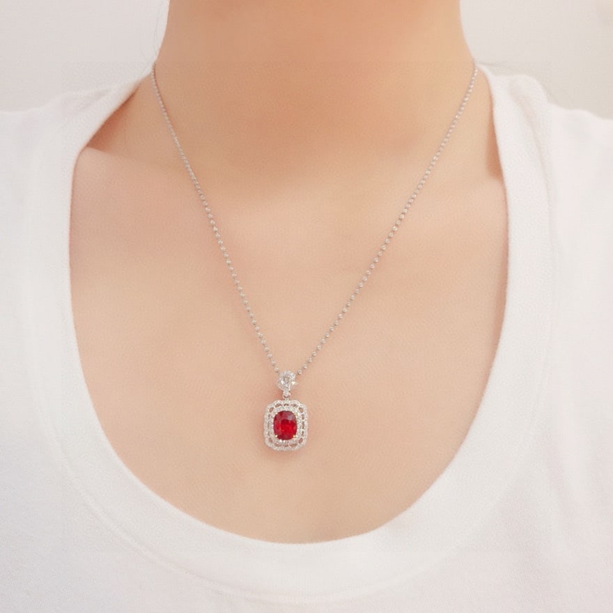 14k Gold 2.97 Ctw Natural Ruby & Diamond Pendant( Without Chain ) - 5