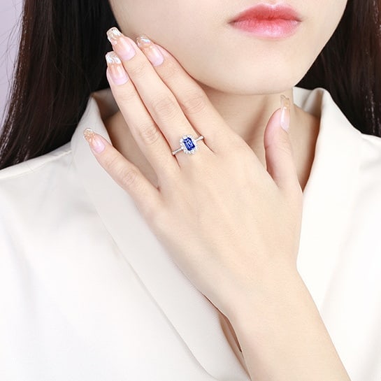 14k Gold 1.85 Ctw Natural Sapphire & Diamond Ring - 6