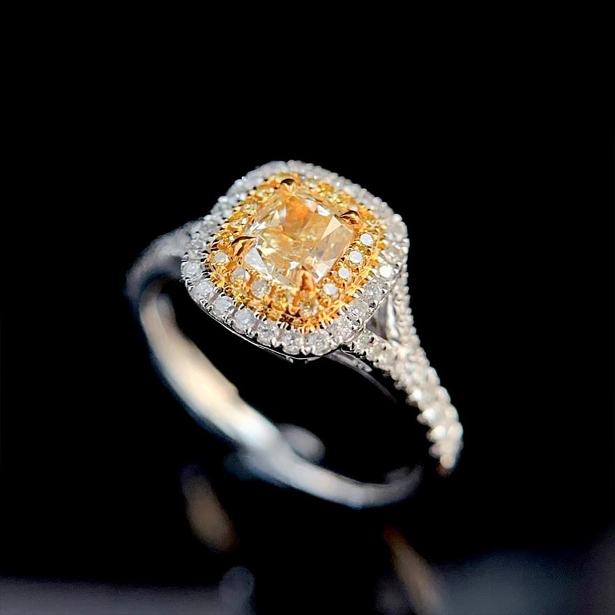 14k Gold 1.02 Ctw Natural Yellow Diamond & Diamond Ring - 3
