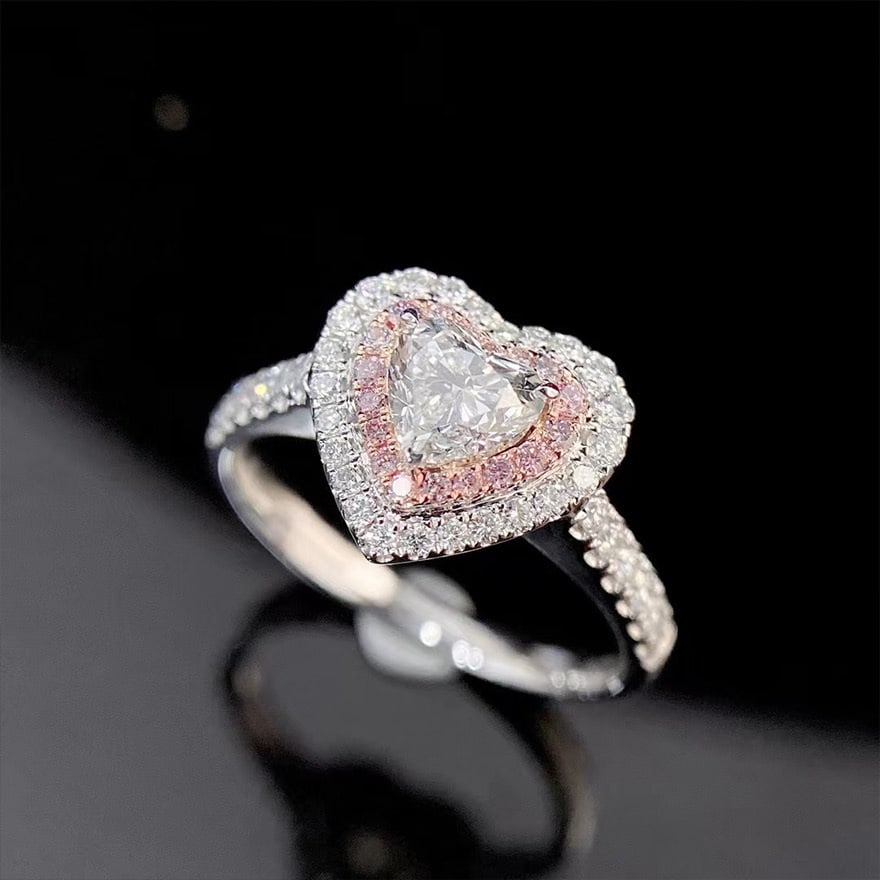 Gia Certified 14k Gold 0.5 Ct Natural E Si1 Heart Diamond Ring - 5