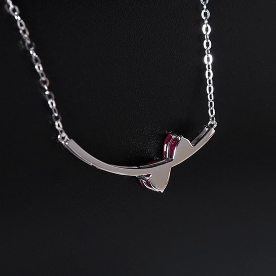 14k Gold 0.60 Ctw Natural Ruby & Diamond Necklace - 4