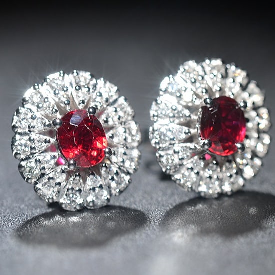 14k Gold 1.32 Ctw Natural Ruby & Diamond Earrings - 2