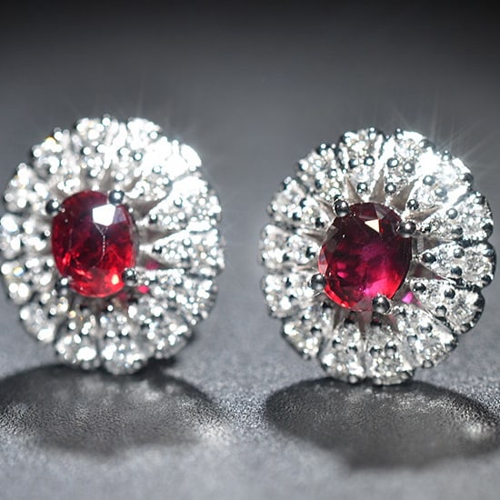 14k Gold 1.32 Ctw Natural Ruby & Diamond Earrings - 3