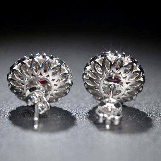 14k Gold 1.32 Ctw Natural Ruby & Diamond Earrings - 4