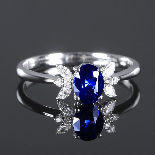 14k Gold 0.82 Ctw Natural Sapphire & Diamond Ring - 3