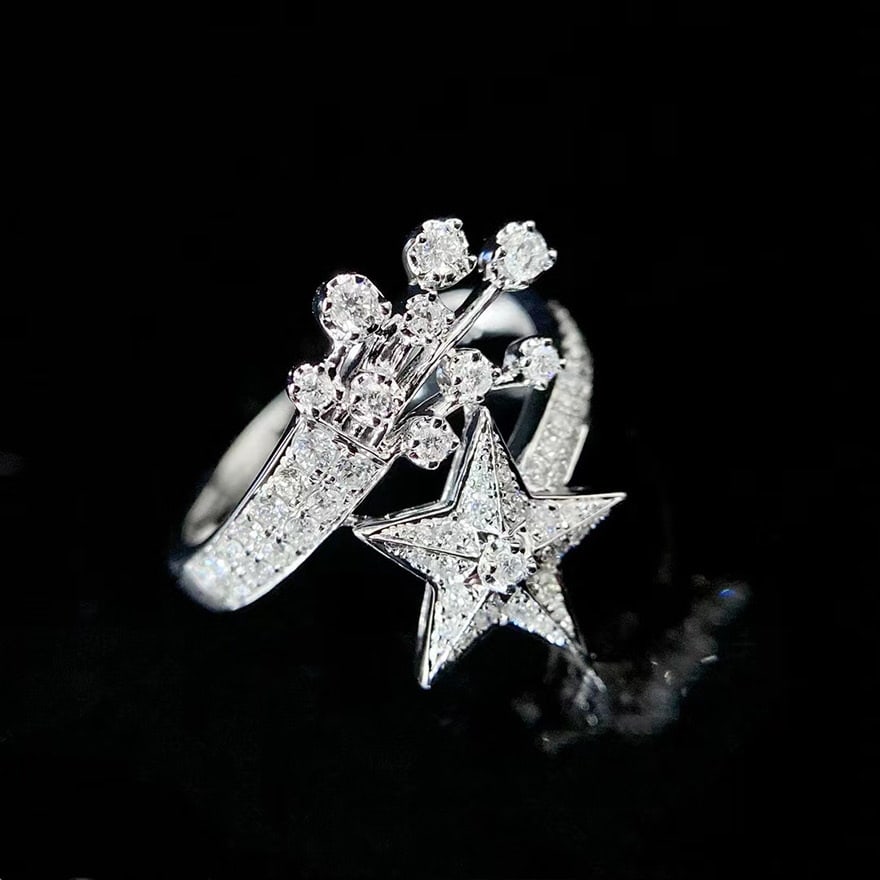 14k Gold 0.4 Ct Natural H Diamond Ring - 6