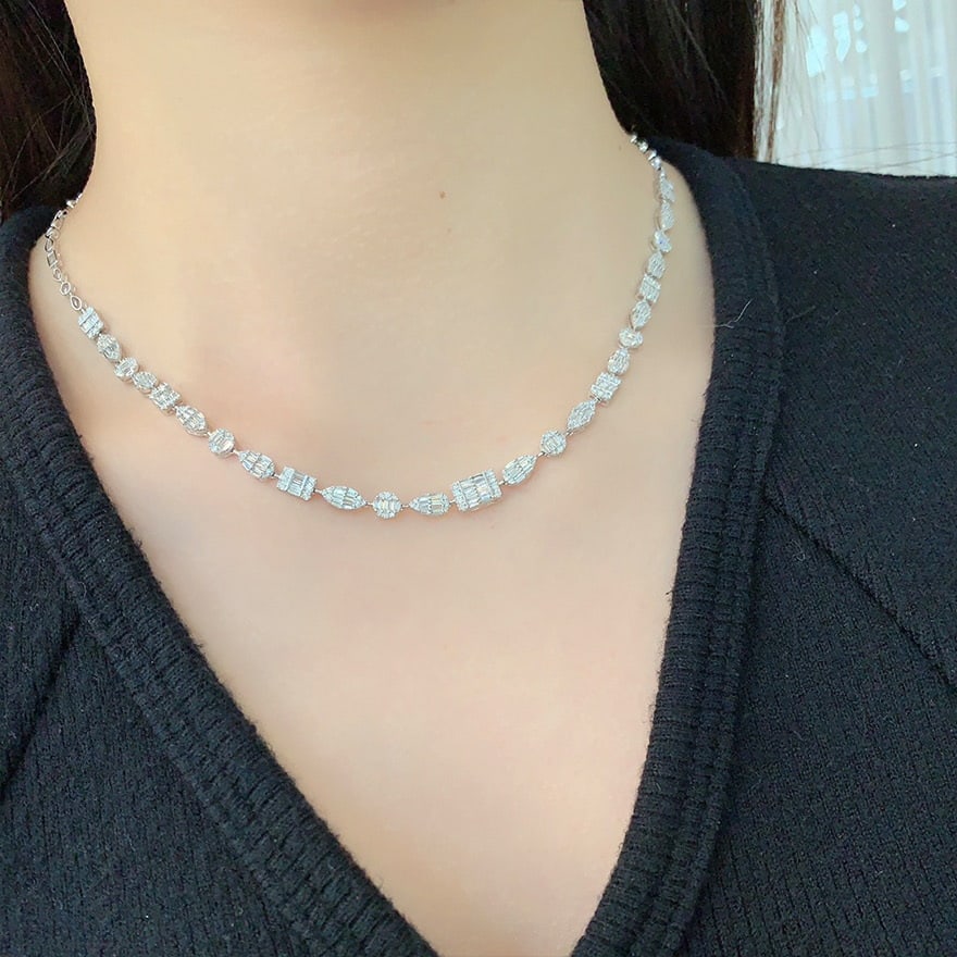 14k Gold 2 Ct Natural H Diamond Necklace - 7