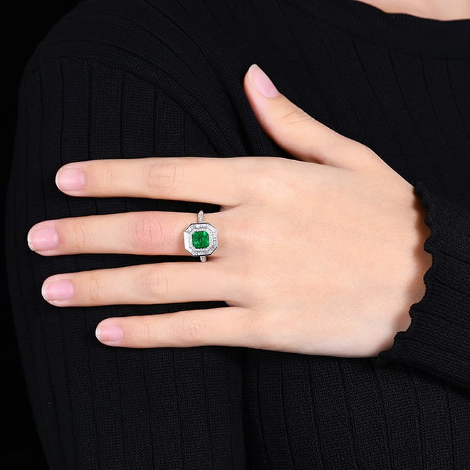14k Gold 1.99 Ctw Vivid Green Natural Emerald & Diamond Ring/pendant( Without Chain ) - 7