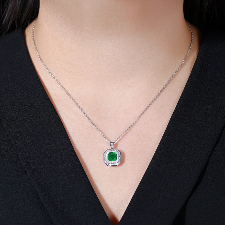 14k Gold 1.99 Ctw Vivid Green Natural Emerald & Diamond Ring/pendant( Without Chain ) - 8