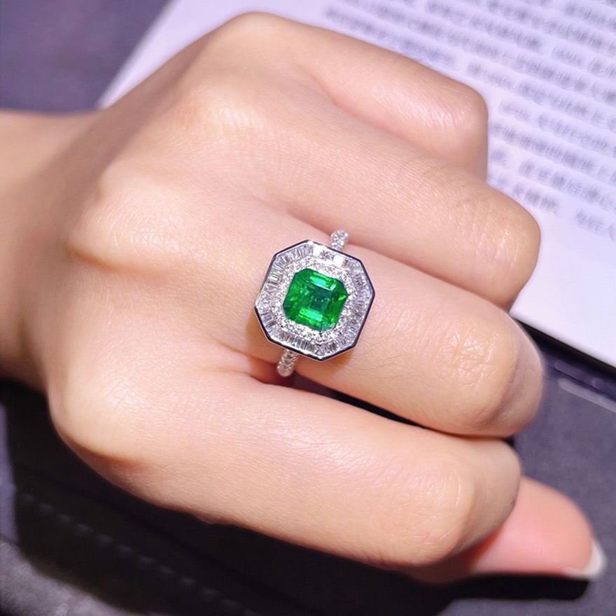 14k Gold 1.99 Ctw Vivid Green Natural Emerald & Diamond Ring/pendant( Without Chain ) - 9
