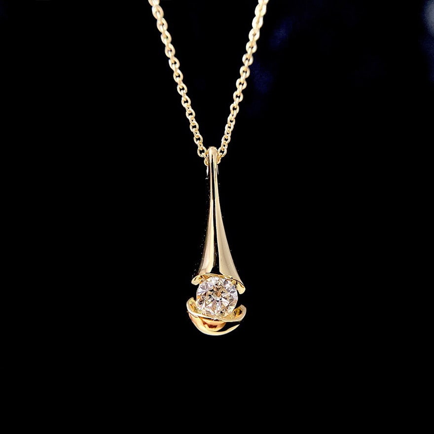 14k Gold 0.26 Ct Natural H Diamond Necklace - 4