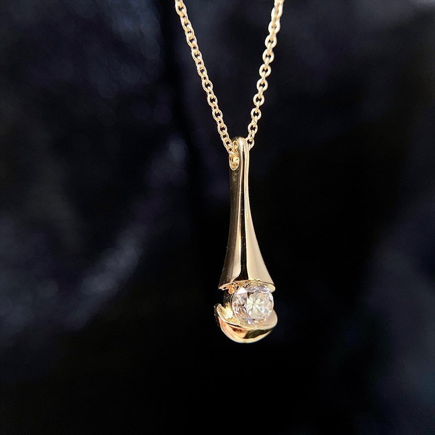 14k Gold 0.26 Ct Natural H Diamond Necklace - 5